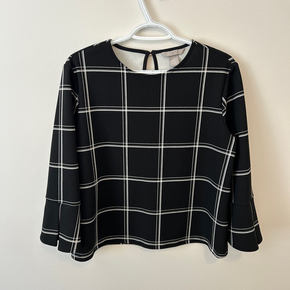 💜 2 for $30 / H&M Black and White Plaid Blouse